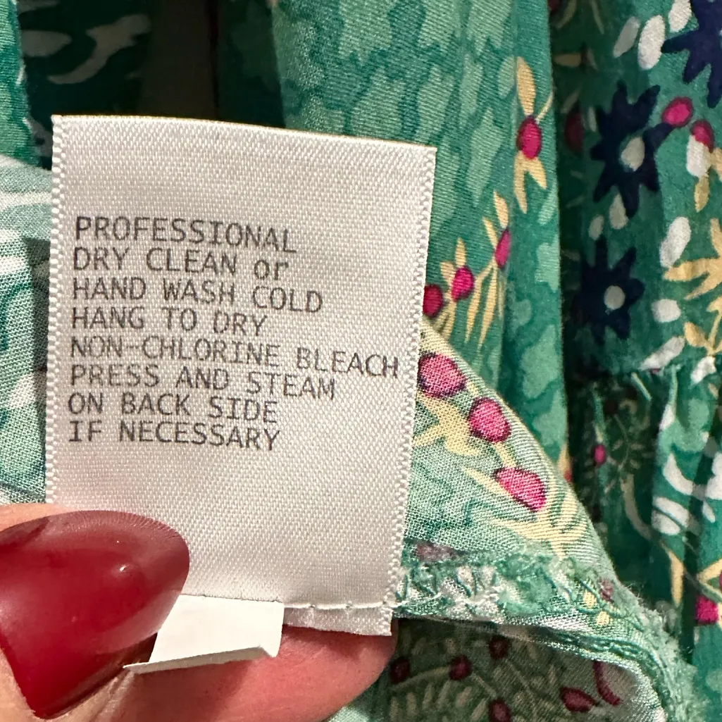 RACHEL ZOE GREEN PRINT TUNIC BOHO BLOUSE TOP MEDIUM M - Image 7