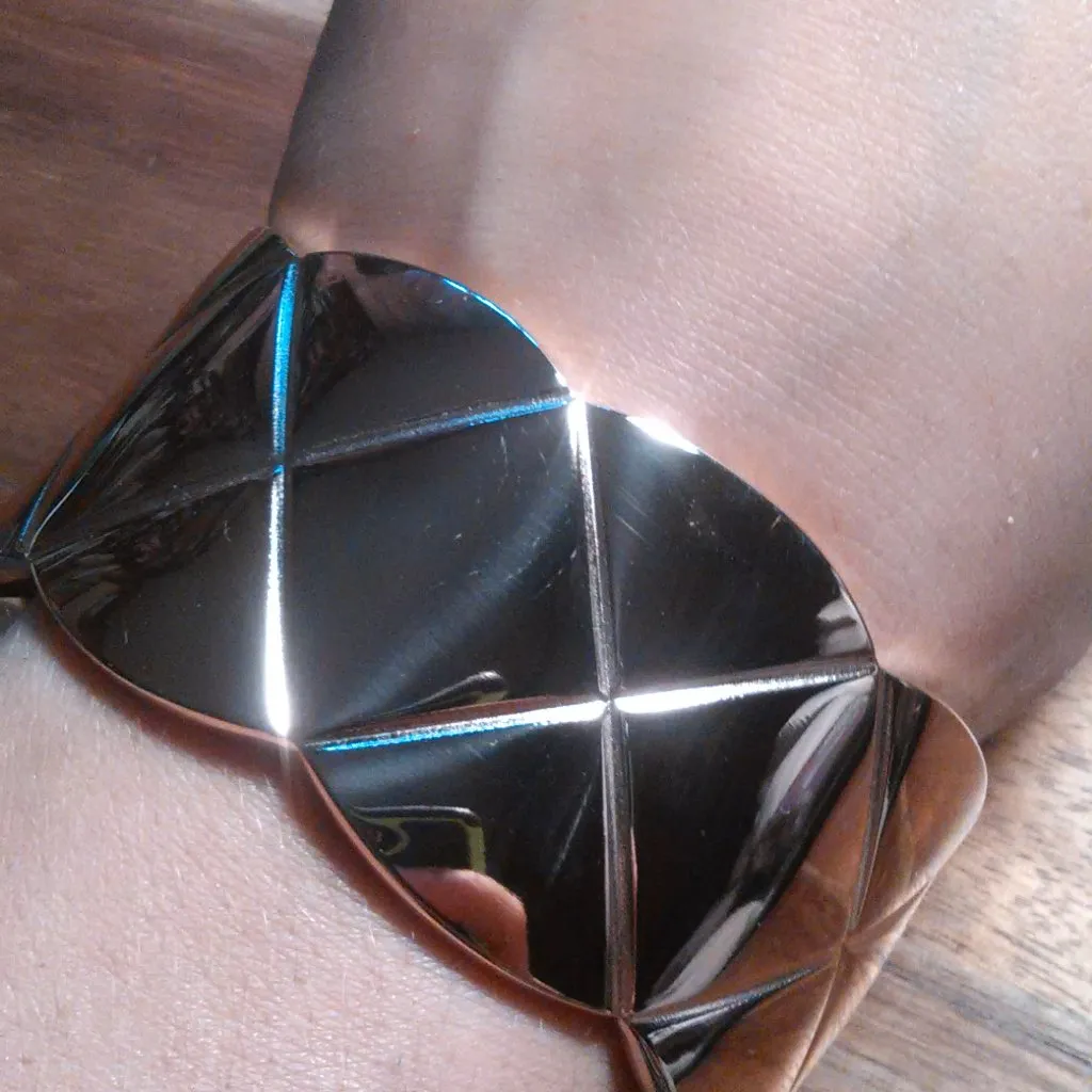 Diamond Cut Ion Plated Rose Gold Stainless Steel Cuff Bracelet (7 Inch) - Image 6