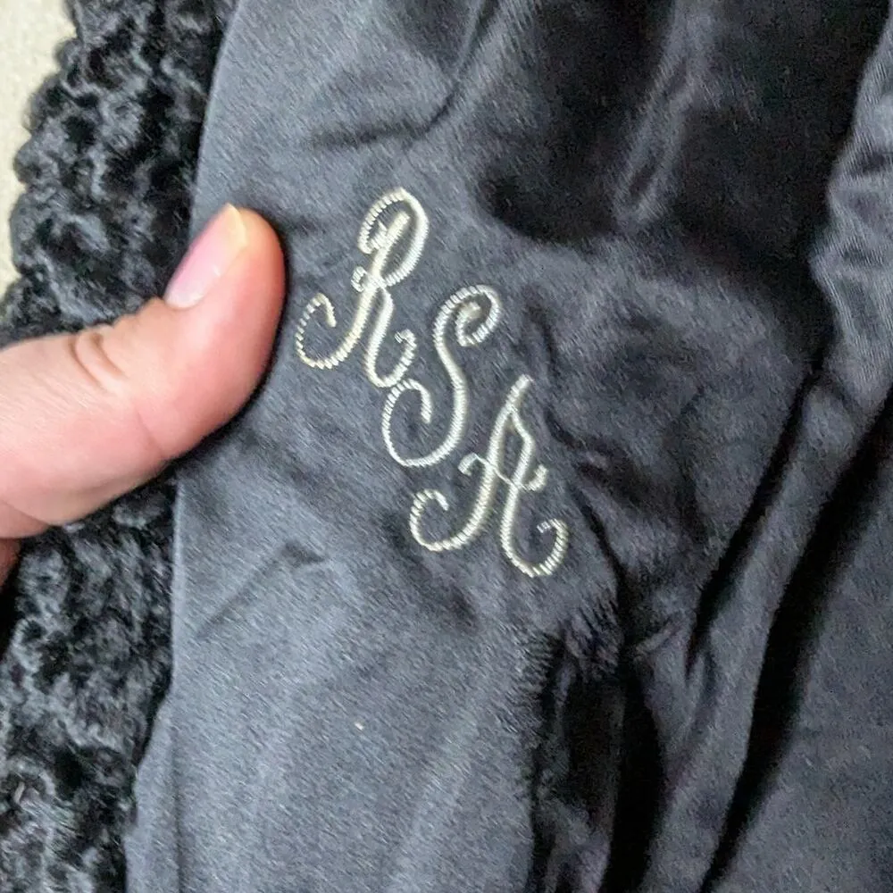 Vtg 1950s Black Astrakhan Karakul Lamb Fur Mink Collar Hook Closure Coat L Size L - Image 8