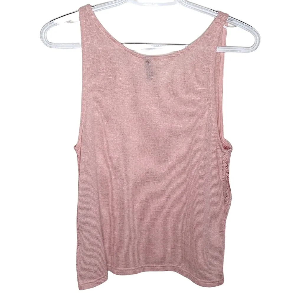 H&M Divided tank top with crochet floral lace side slit border size S - Image 2