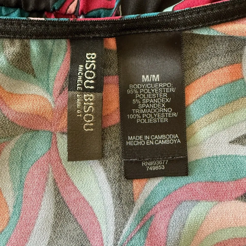 Retro Mod Print Bow Tie Dress Medium Colorful Vintage Style Party Y2K Babydoll - Image 8