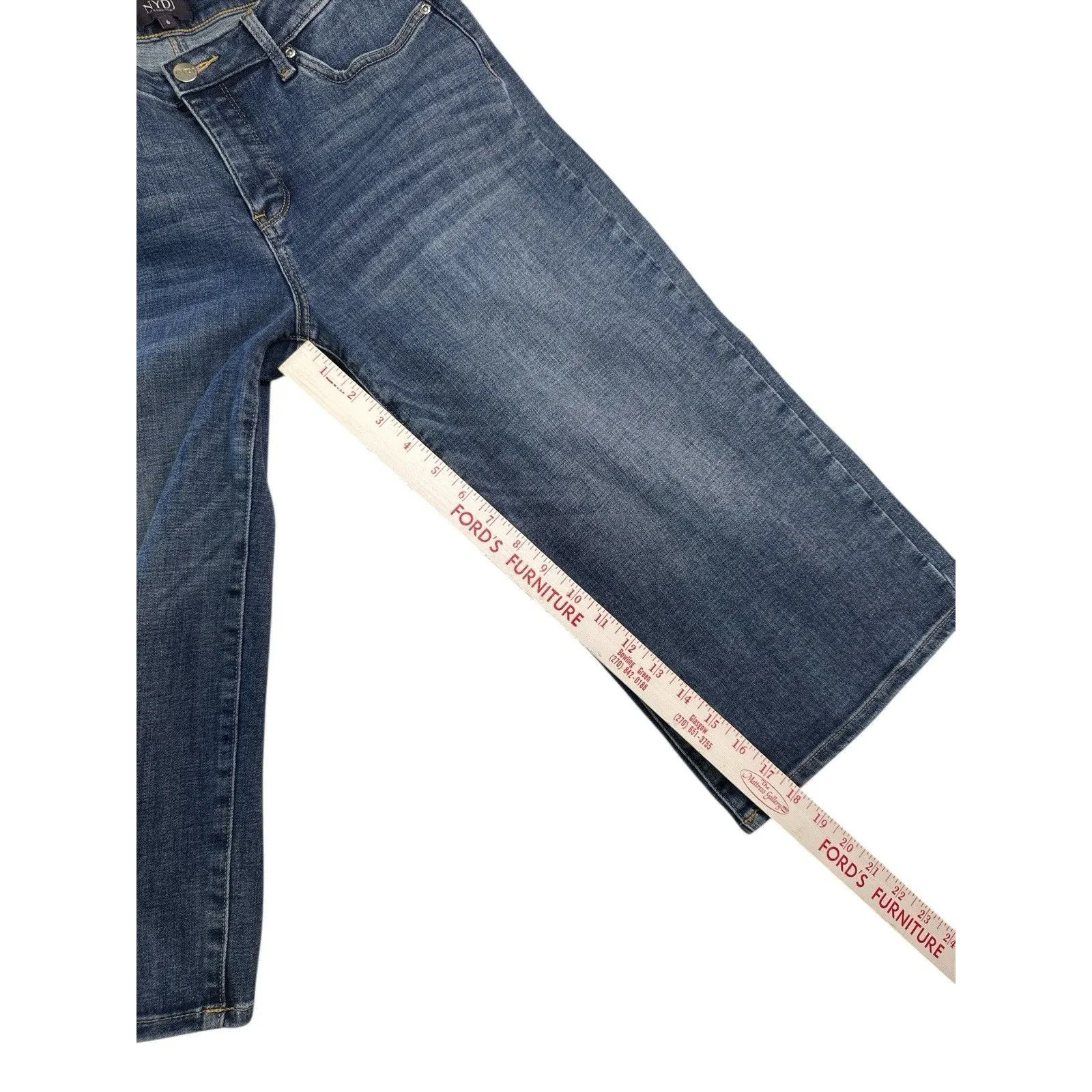 NYDJ Size 6 Seline Wide Leg Denim Pedal Pusher Culottes Lift Tuck Stretch - Image 8