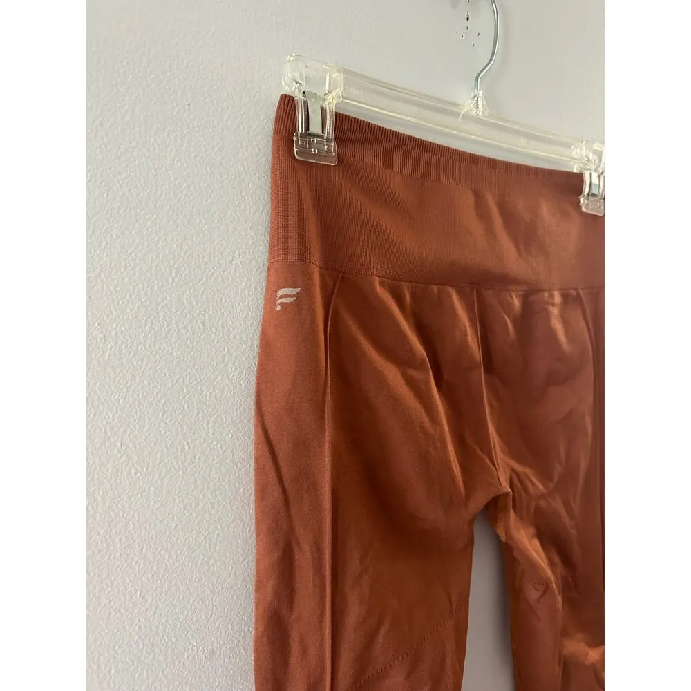 Fabletics Leggings Women's Small Burnt Brick Sync High Waisted Perforated 7/8 - Image 7