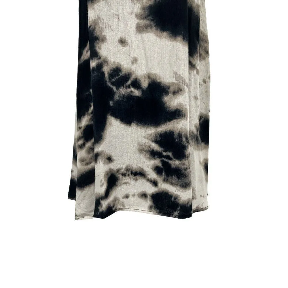 2/$30 Addie Tie Dye Ombre Gauzy Black Gray Sleeveless Swing Mini Dress Small - Image 6