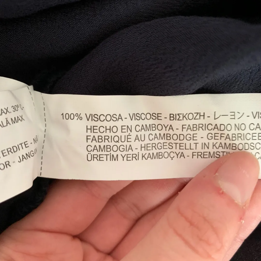 Navy Ruffle Sleeve Button Back Top - Image 9