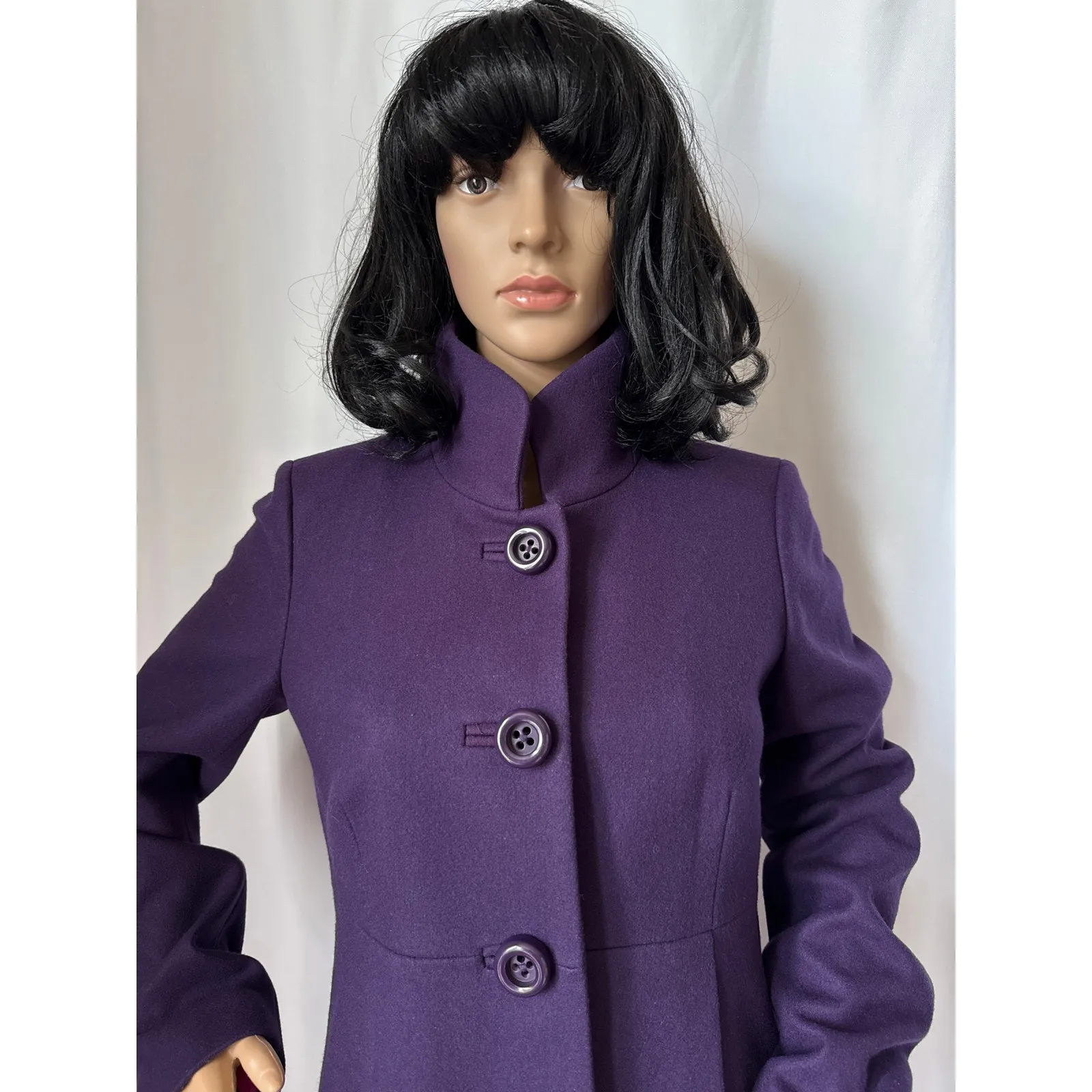 J. Crew Uptown Dress Purple coat pleated stand collar preppy size 2 - Image 5