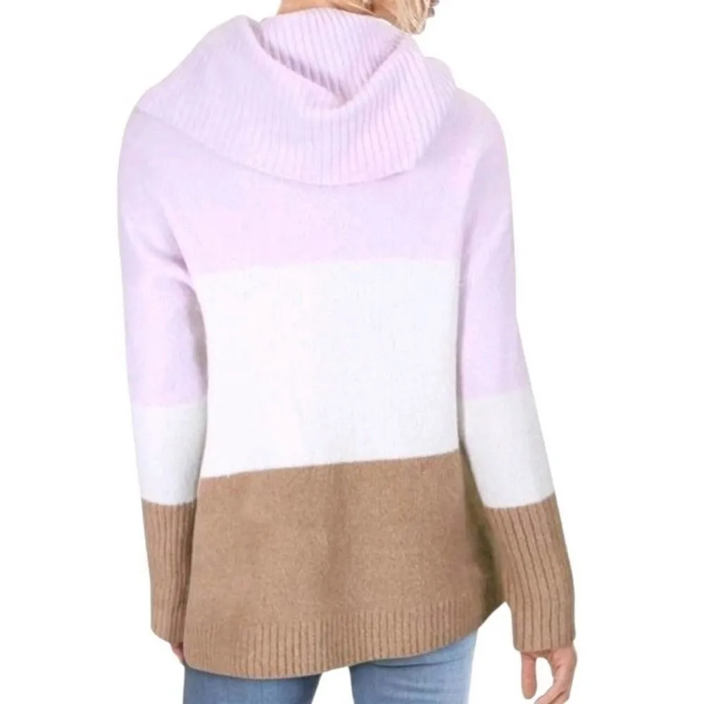 French Connection Color Block Cowl Neck Sweater Pullover Knit Top Size Medium - Image 2