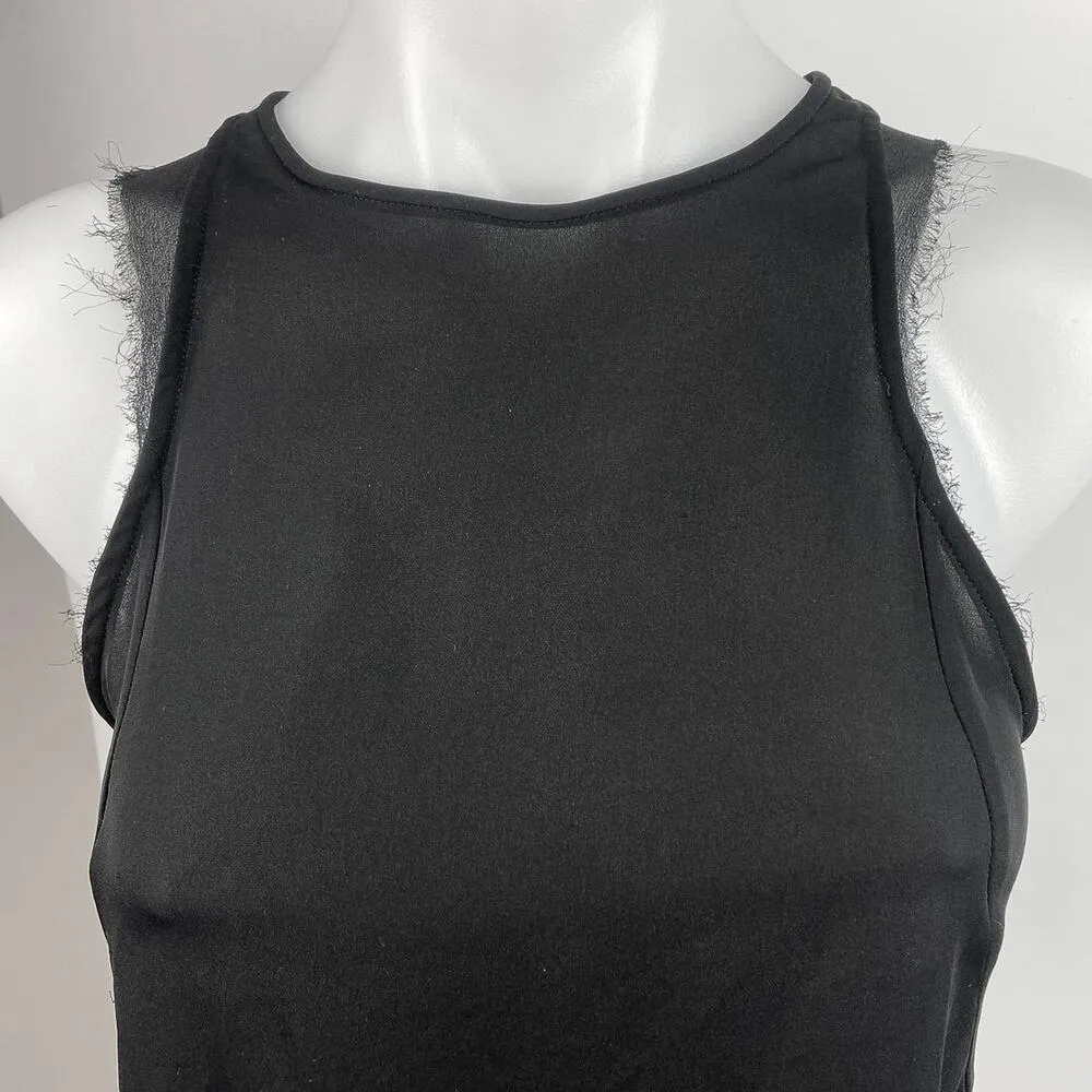 Theory Black 100% Silk Crew Neck Sleeveless Cami Camisole Tank Blouse Top Size S - Image 3