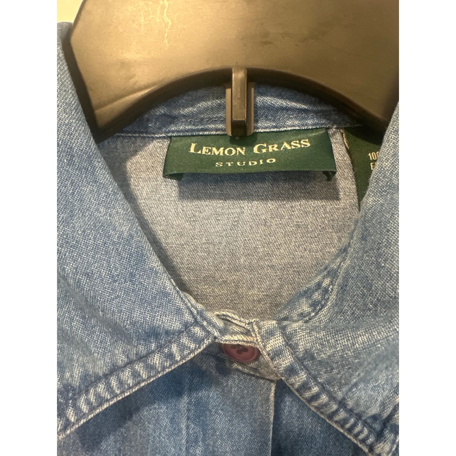 Lemon Grass Studio Denim Christmas Embroider Gingerbread Shirt VTG cottage core - Image 4