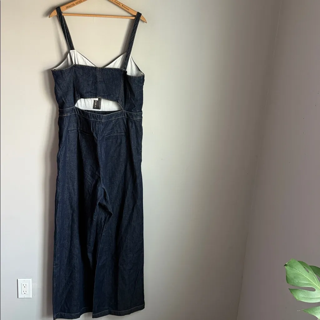 NEW Banana Republic Wide Leg Denim Indigo Women's Jumpsuit 14 - Image 4