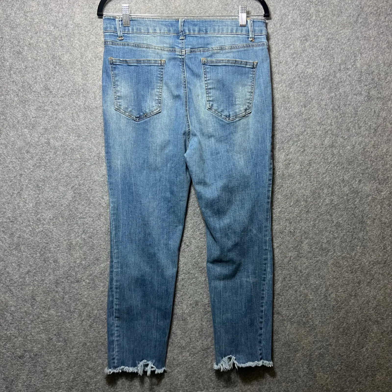 Ci Sono Jeans 15/32 High‎ Rise Distressed Raw Hem Ankle Skinny Medium Wash Denim - Image 8
