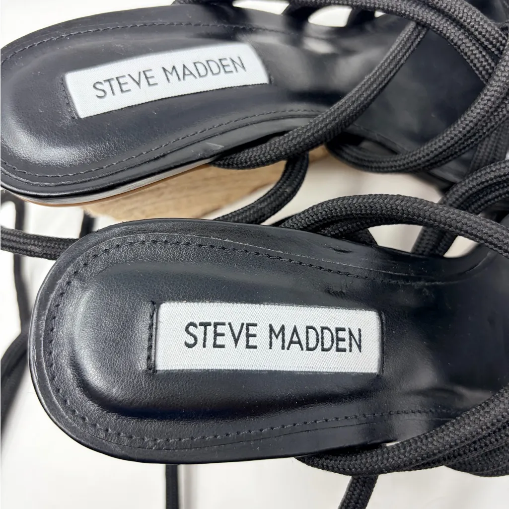 NEW Steve Madden Idolized Black Rope Ankle TIe Wedge Sandals, Size 7.5 MSRP $118 - Image 12