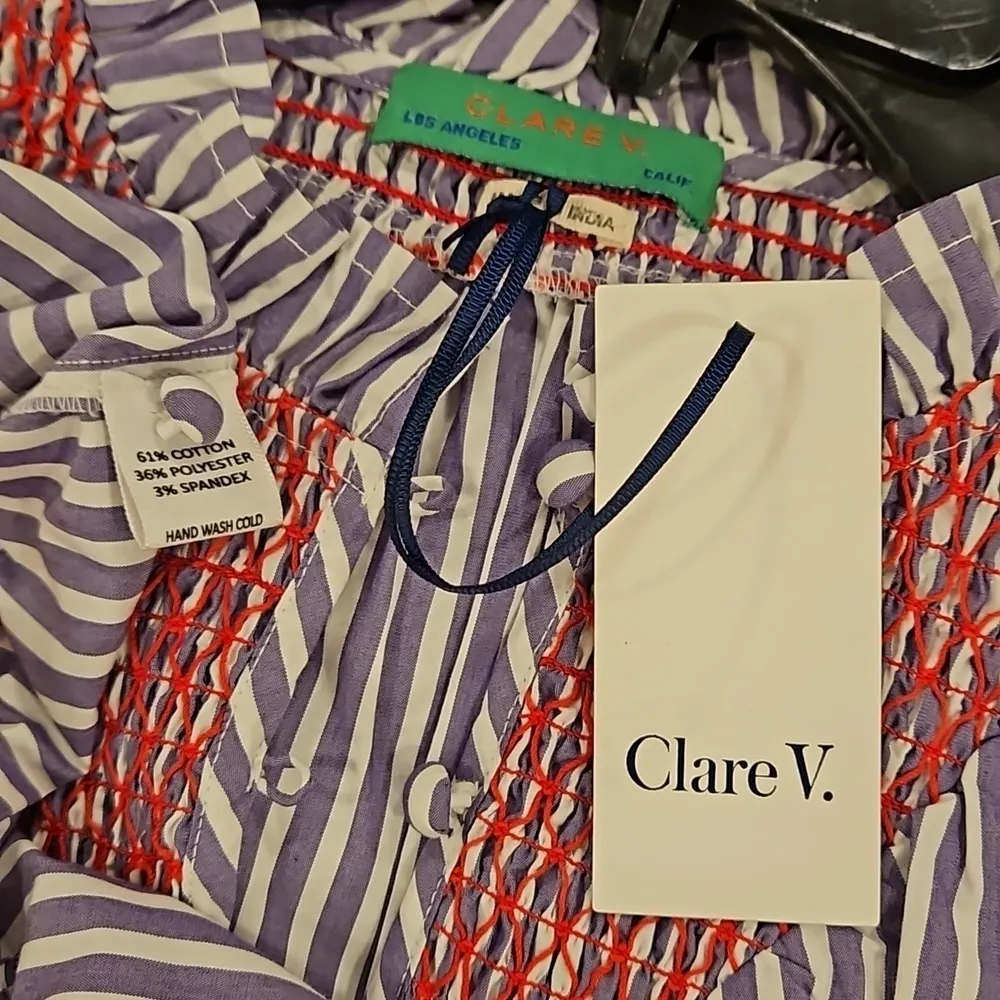 💕CLARE V. ANTHROPOLOGIE💕 Joelle Dress ~ Lilac Striped Print Large L NWT Purple - Image 16