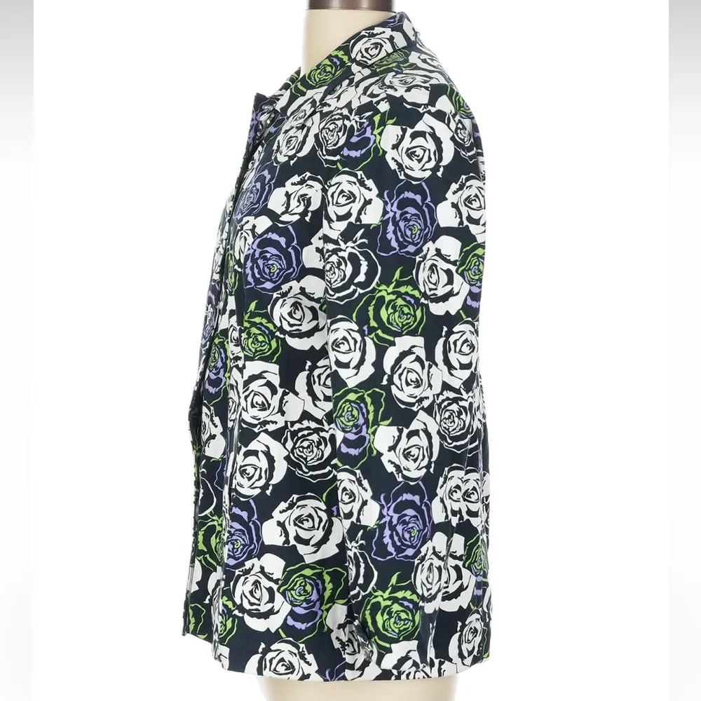 Christopher & Banks Stretch Floral Button Down Blazer Jacket Women’s Size Large - Image 3