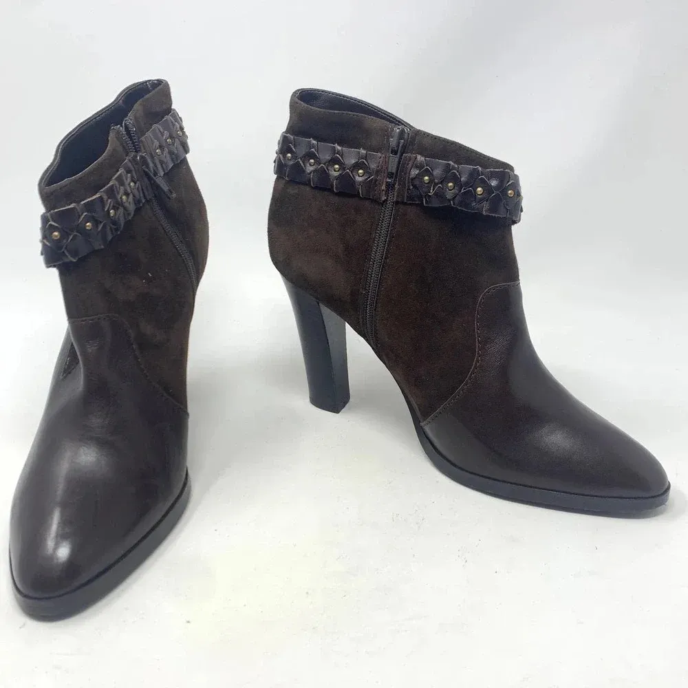 Diane von‎ Furstenberg Brown Suede Braided Booties - Image 4