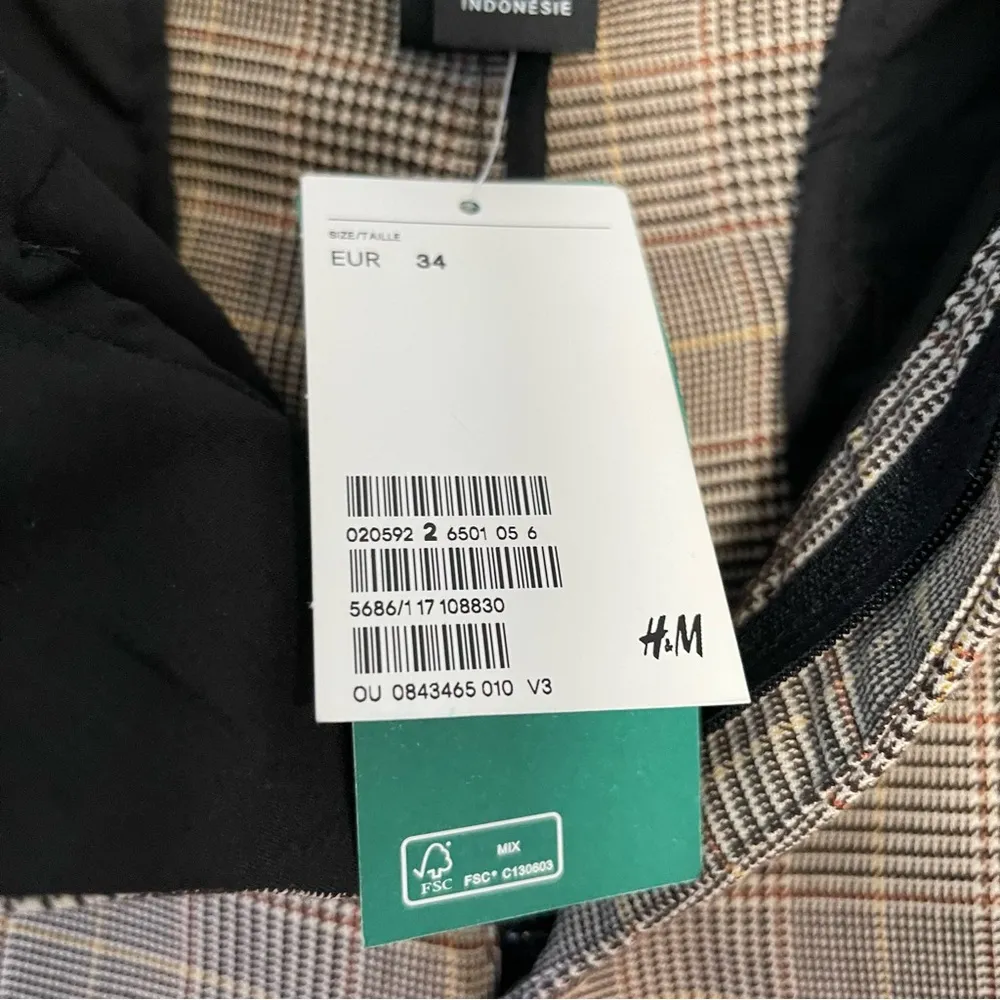 H&M Skinny Fit Brown Gray Taupe Glen Plaid Dress Pants Size 34​‎ - Image 7