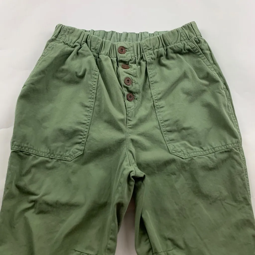 Free People Moss Green Canvas Cadet Button Fly Jogger Chino Pant M - Image 3