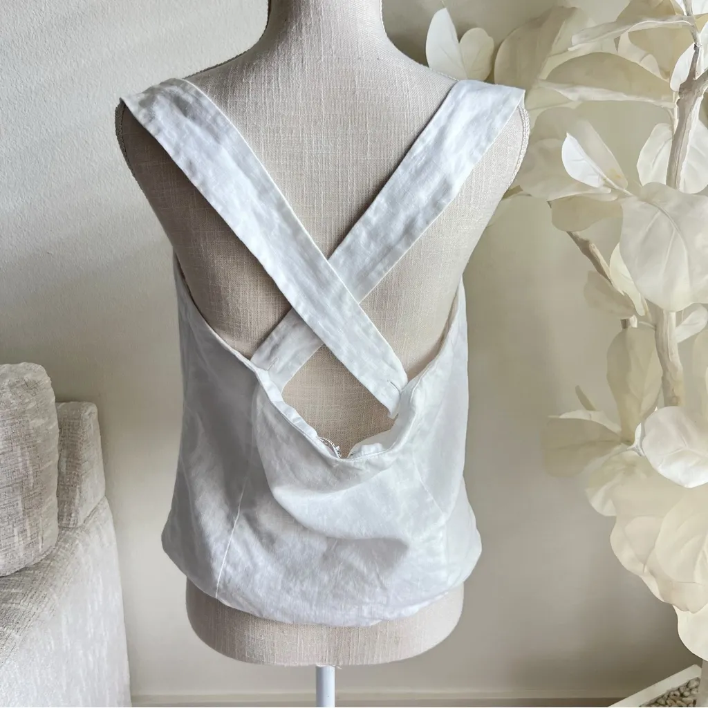 Reformation Kimberly White Button-Down Linen Women's Top - Image 6