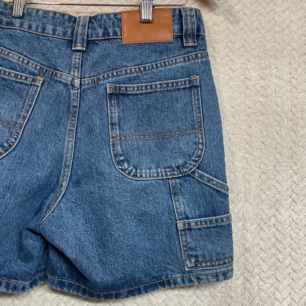 Princess Polly Denim Carpenter High Rise Jean Shorts Y2K Size 4 Streetwear - Image 3