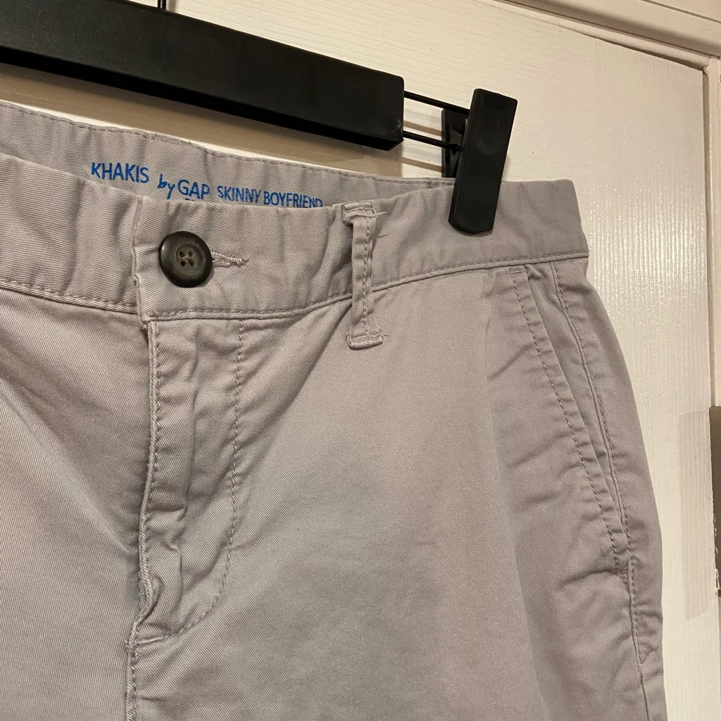 Gap Size 2 Gray Cotton Skinny Boyfriend Fit Zip Up Khaki Chino Pants - Image 5