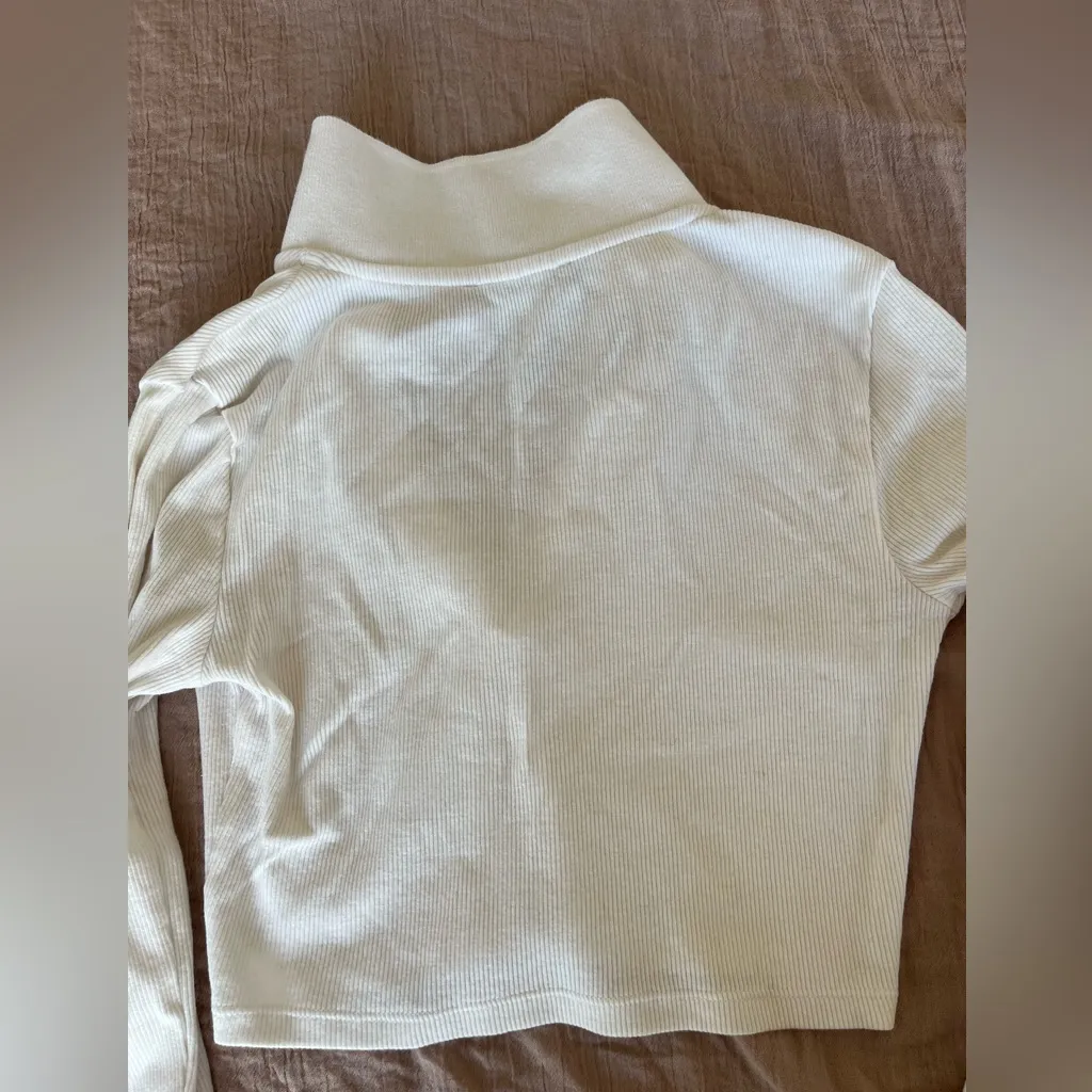 Zara White Long Sleeve Polo Crop Top size small - Image 12