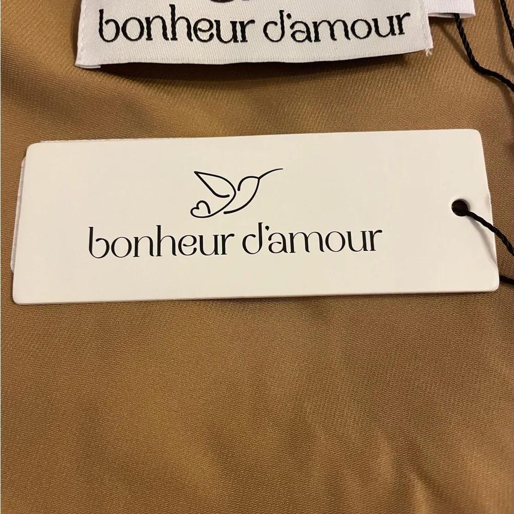 NWT Bonheur D’Amour Cowl Neck Mermaid Slip Dress Maxi Bias Cut Sz S Gold - Image 11