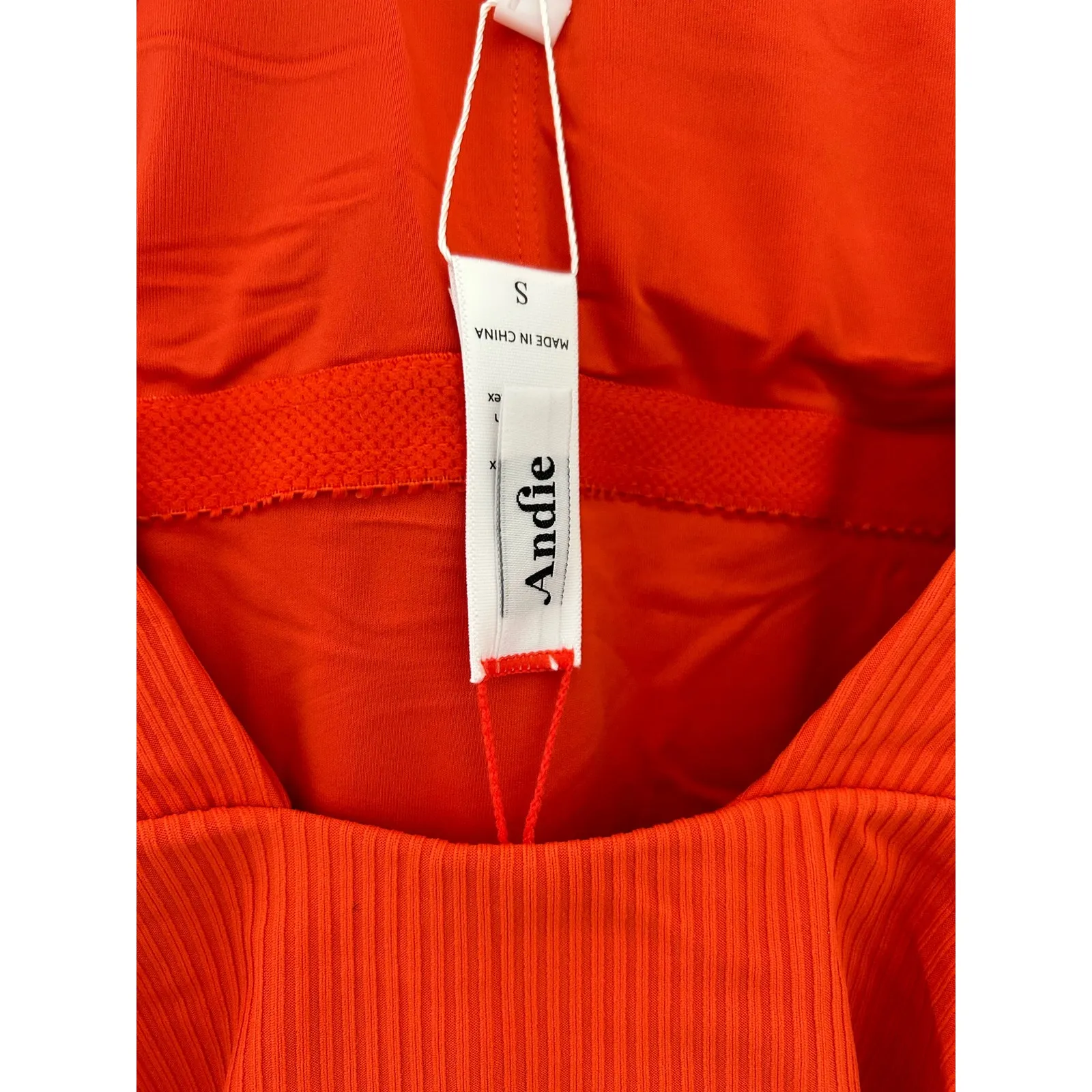 Andie Swim The Asbury Ribbed One Piece Swimsuit in Siren Orange S NWT - Image 7