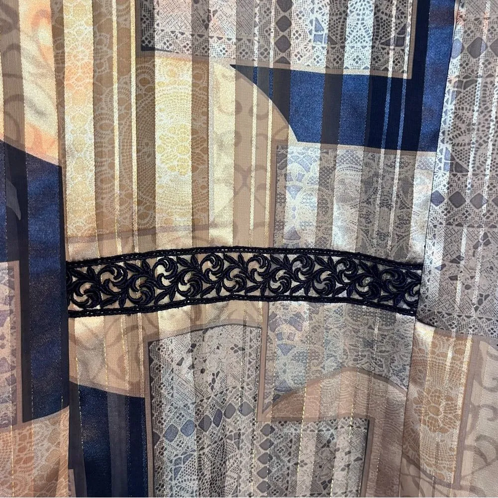 R & M Richards 3/4 Sleeve Embroidered Detailing Metallic Lace Cardigan Sz 10 - Image 5