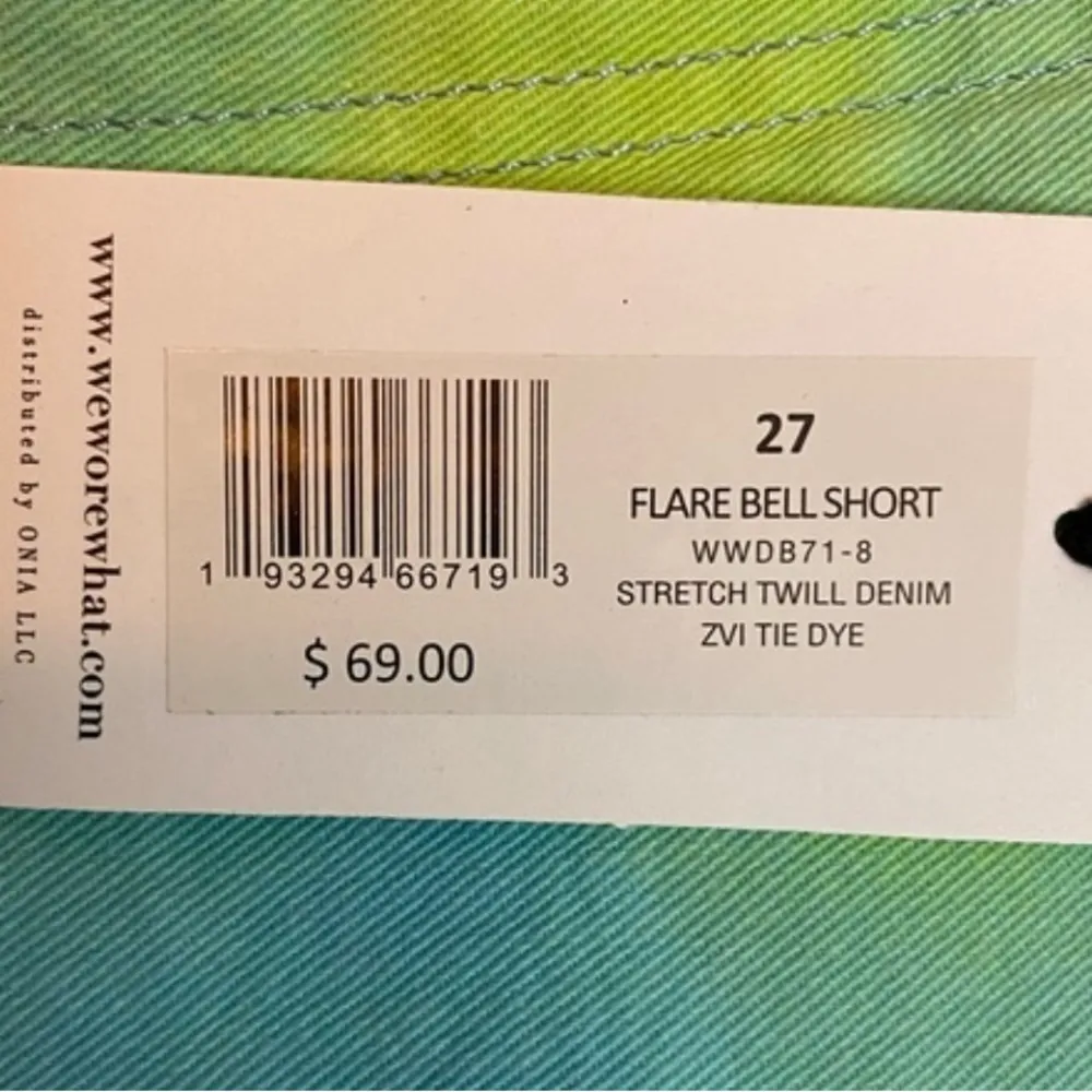 NWT WeWoreWhat Stretch Twill Flare Bell Denim Shorts in Tie Dye Size 27 - Image 8