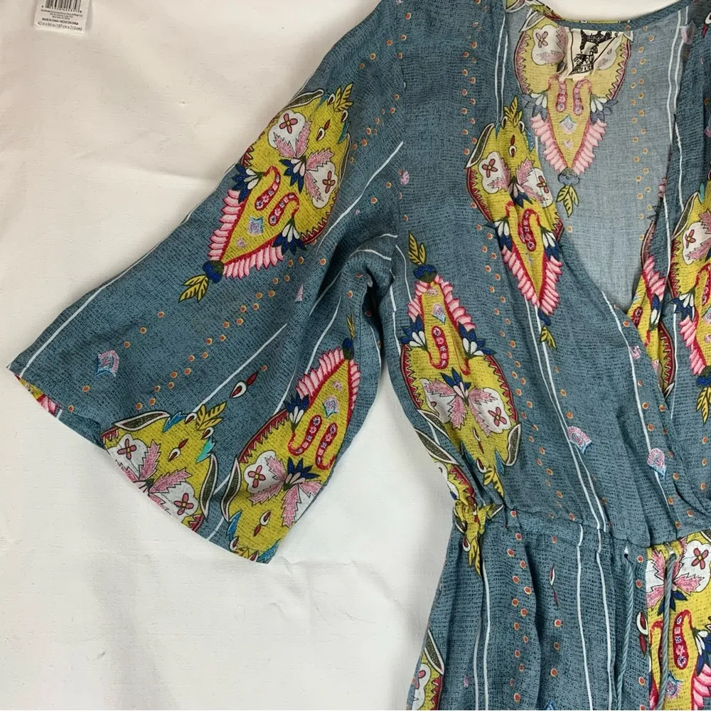 Jaase women's small blue jumpsuit wide leg romper one-piece boho crop fit vaca c - Image 6