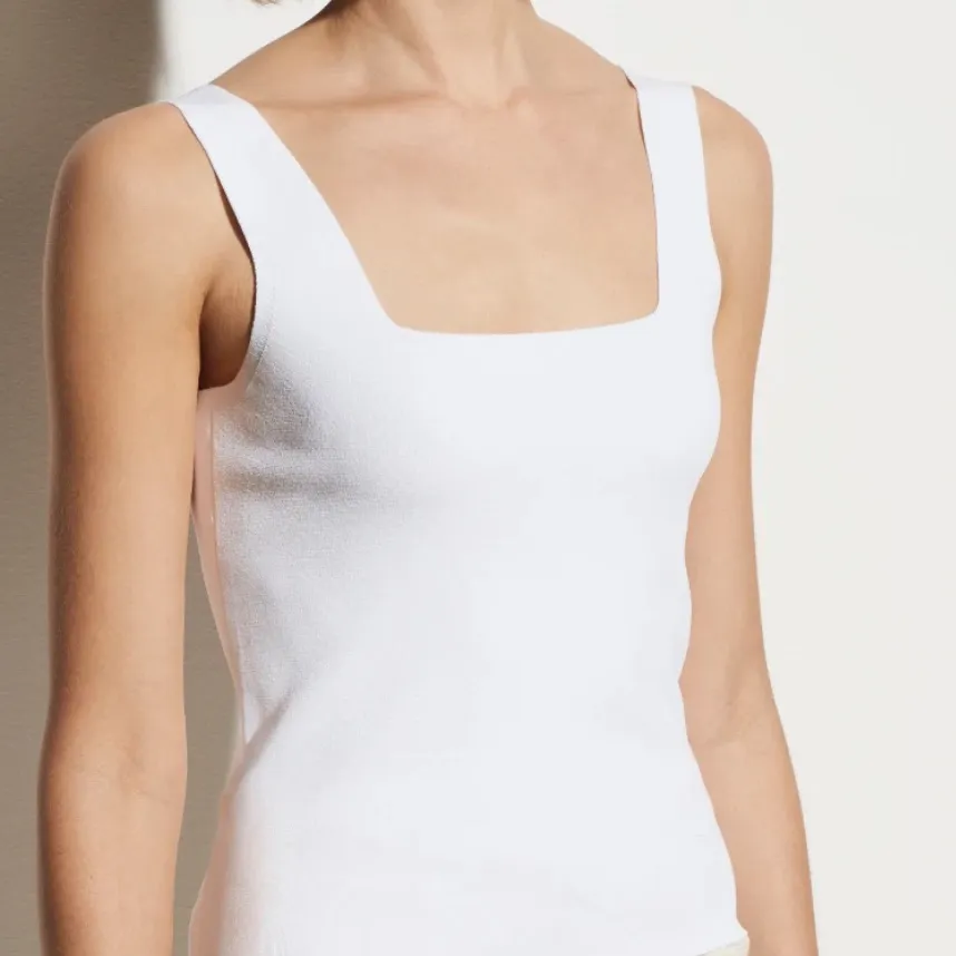 VINCE Square Neck Sweater Tank Cream Ivory Medium Transition Layering Capsule - Image 5