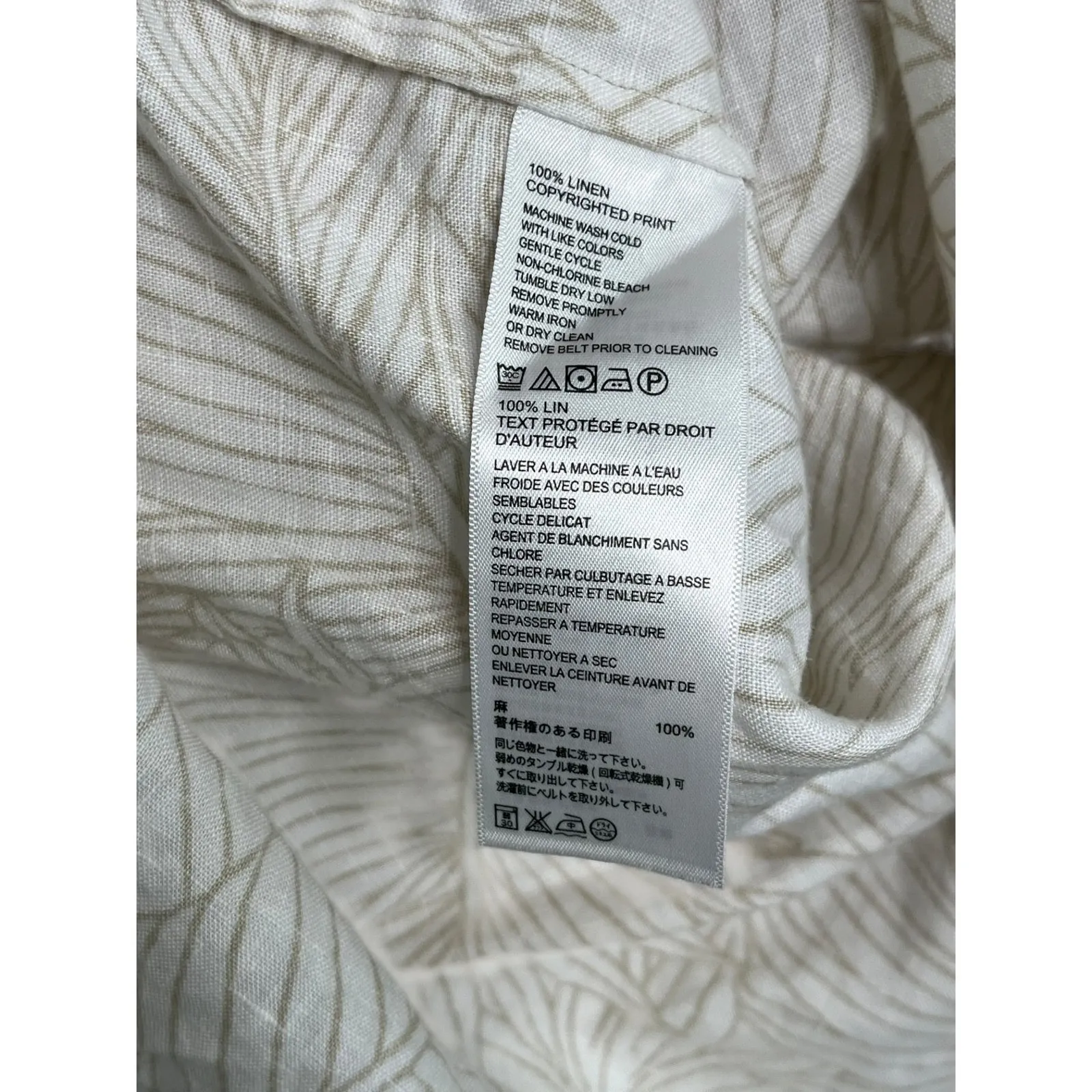 Tommy Bahama Dress Womens Small Petite Ivory Leafy Linen Tropical Beach Resort - Image 7