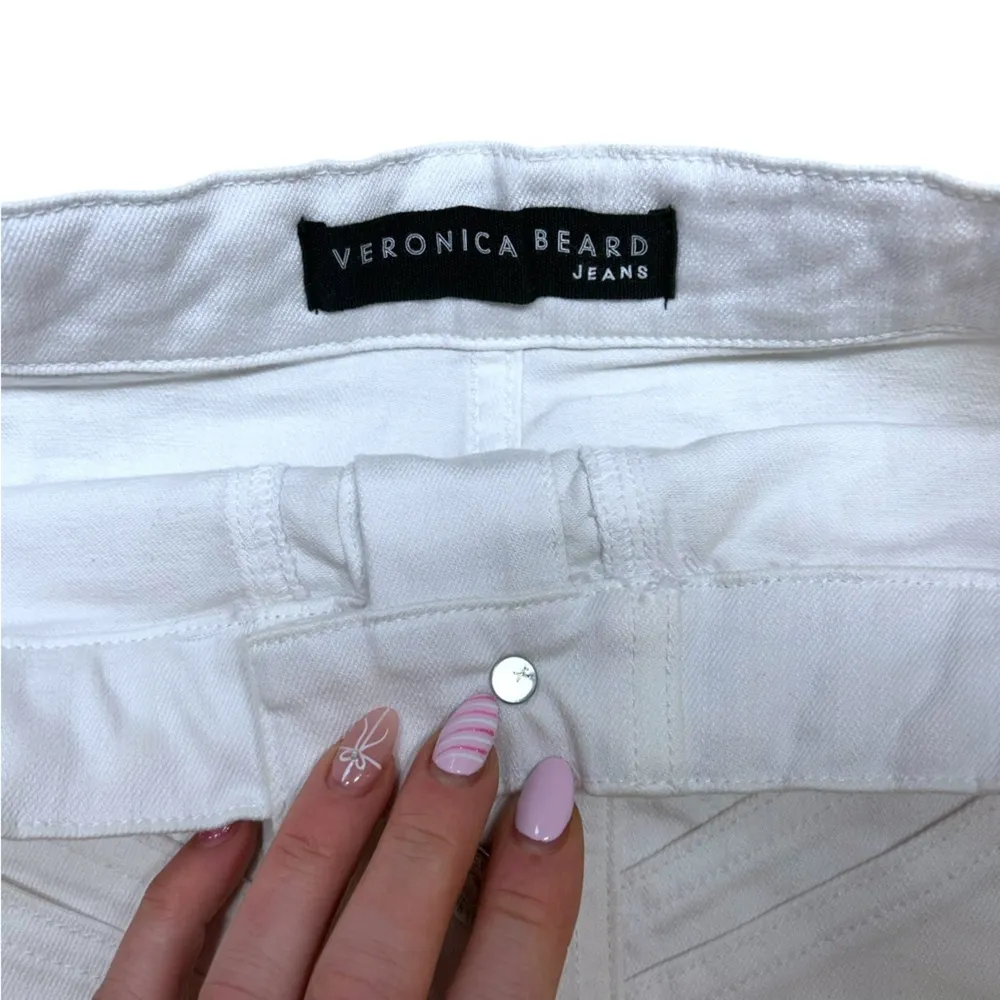 Veronica Beard Jeans Skirt Women's Size 8 Button Front Braided White Denim Mini - Image 3