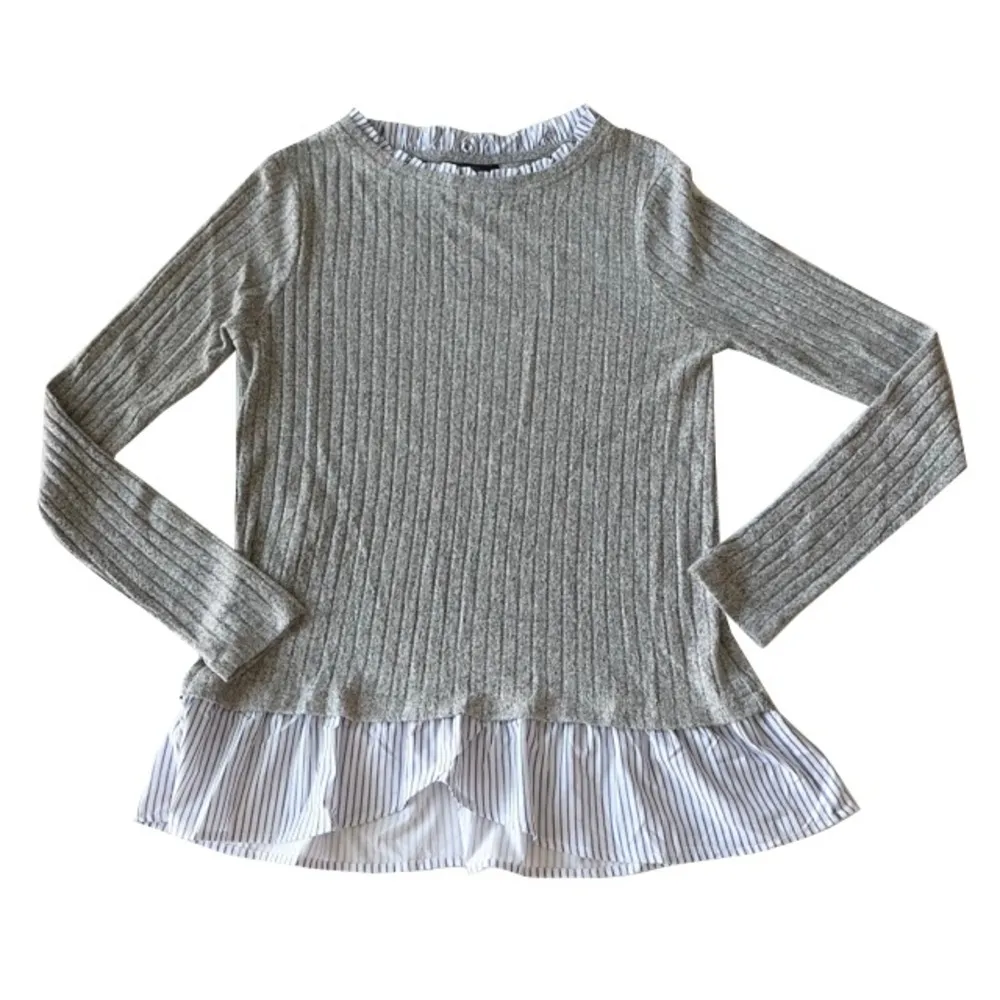 Olivia Sky Olivia‎ Sky Twofer Gray Ribbed Sweater - Image 2