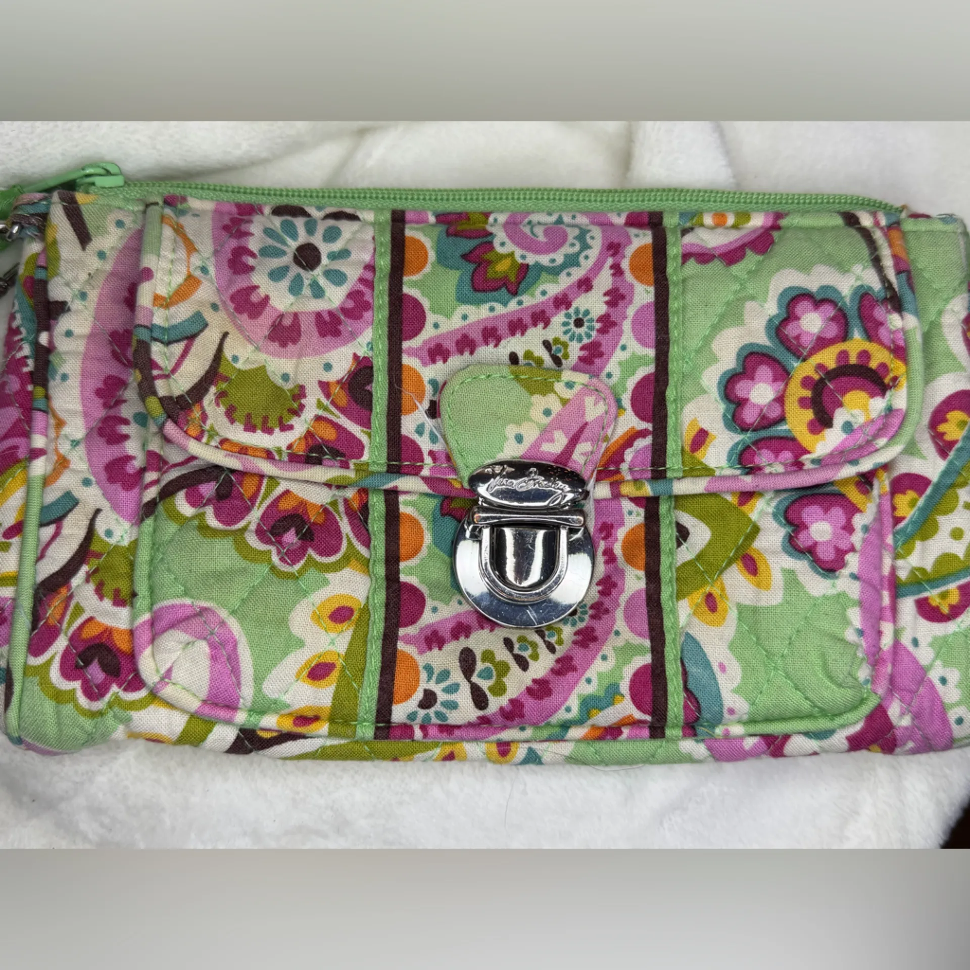 Vera Bradley Tutti Frutti Floral Paisley Wristlet with Silver Clasp Retired - Image 2