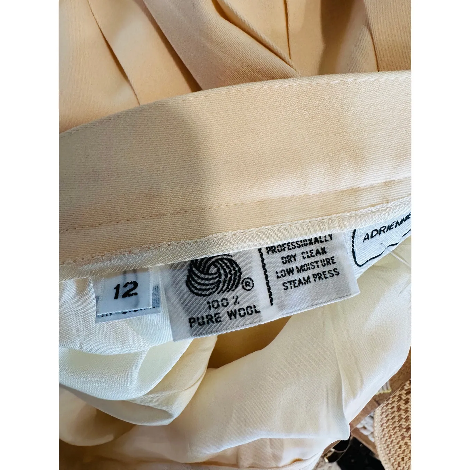 Vintage 90s Wool Pleated Skirt Cream Size Medium/10 Prep Twee Schoolgirl Looks - Image 3