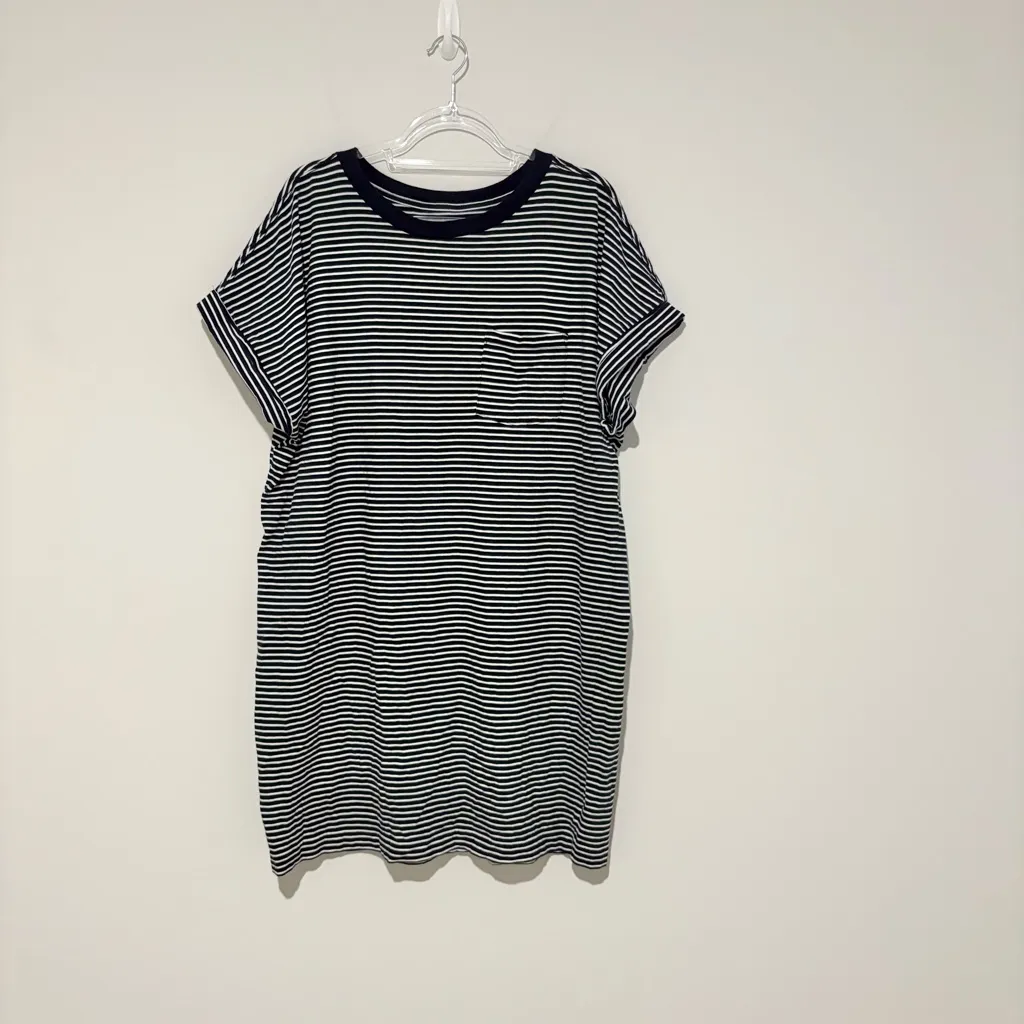 Gap‎ T-shirt DRESS STRIPED Preppy Short Sleeve Blue & White size XL - Image 2