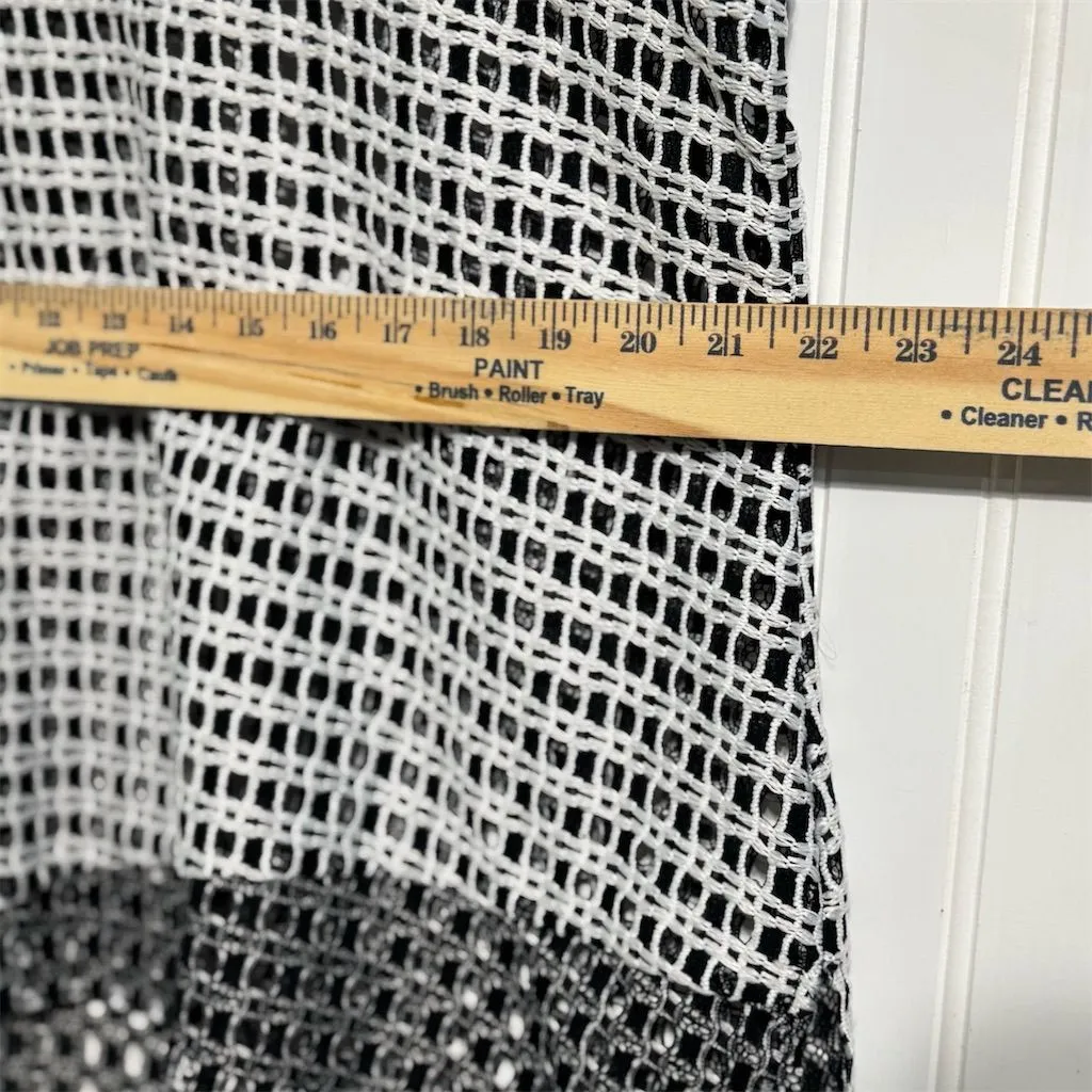 Ali Miles Black White Mesh Crochet Cowl Neck Tunic Artsy Lagenlook Oversized Top Size L - Image 5