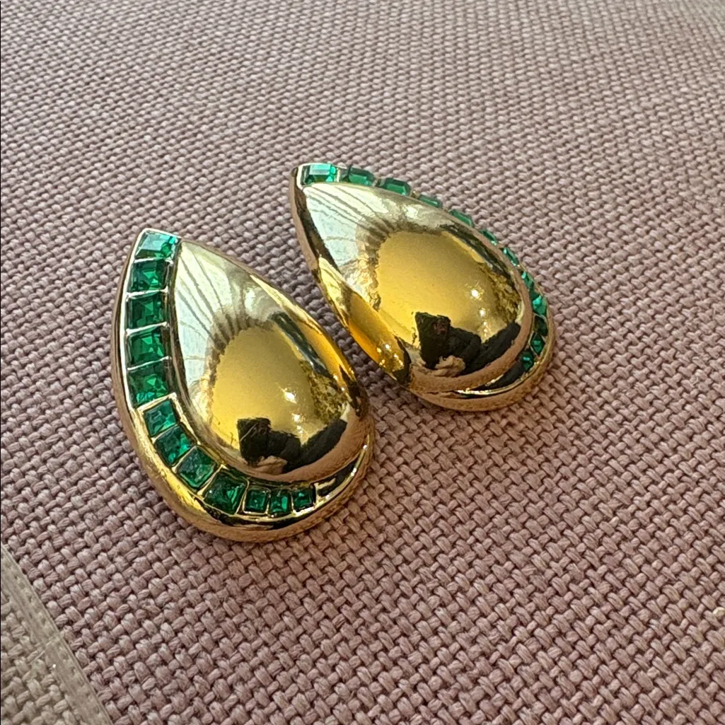8 Other Reasons Teardrop Earrings in Gold & Green One Size New Womens - Image 4