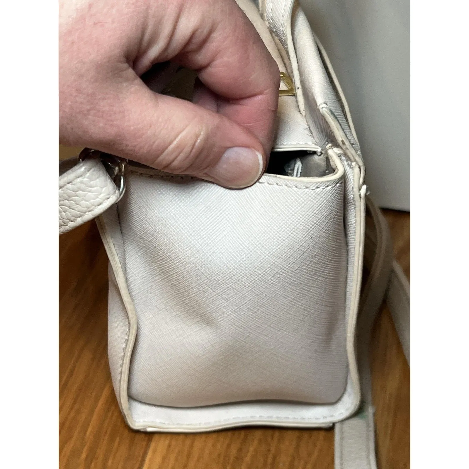 Steve Madden Satchel Bag Womens Small White PVC Crossbody Top Handle Purse - Image 3