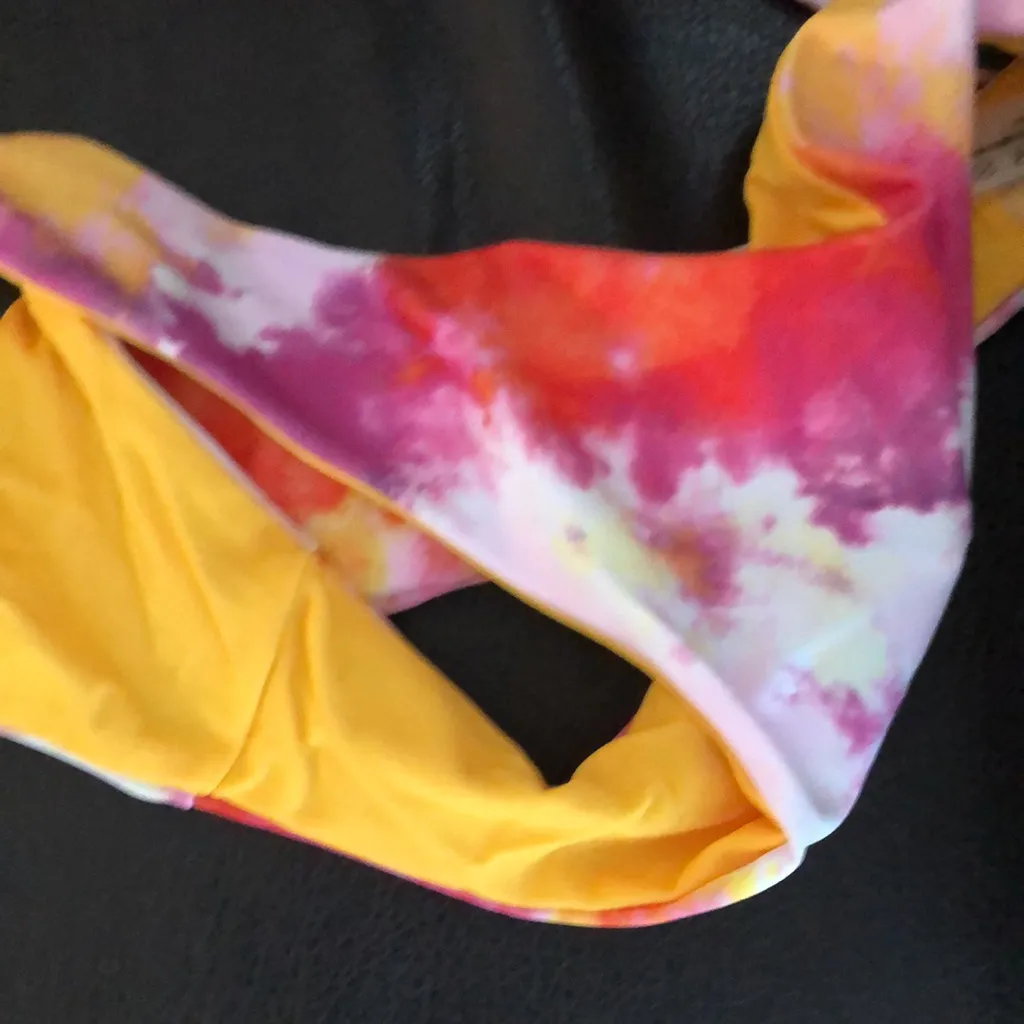 ZAFUL tie‎ dye  swim yellow orange sexy Bandeau Bandage Bikini women's size M - Image 7