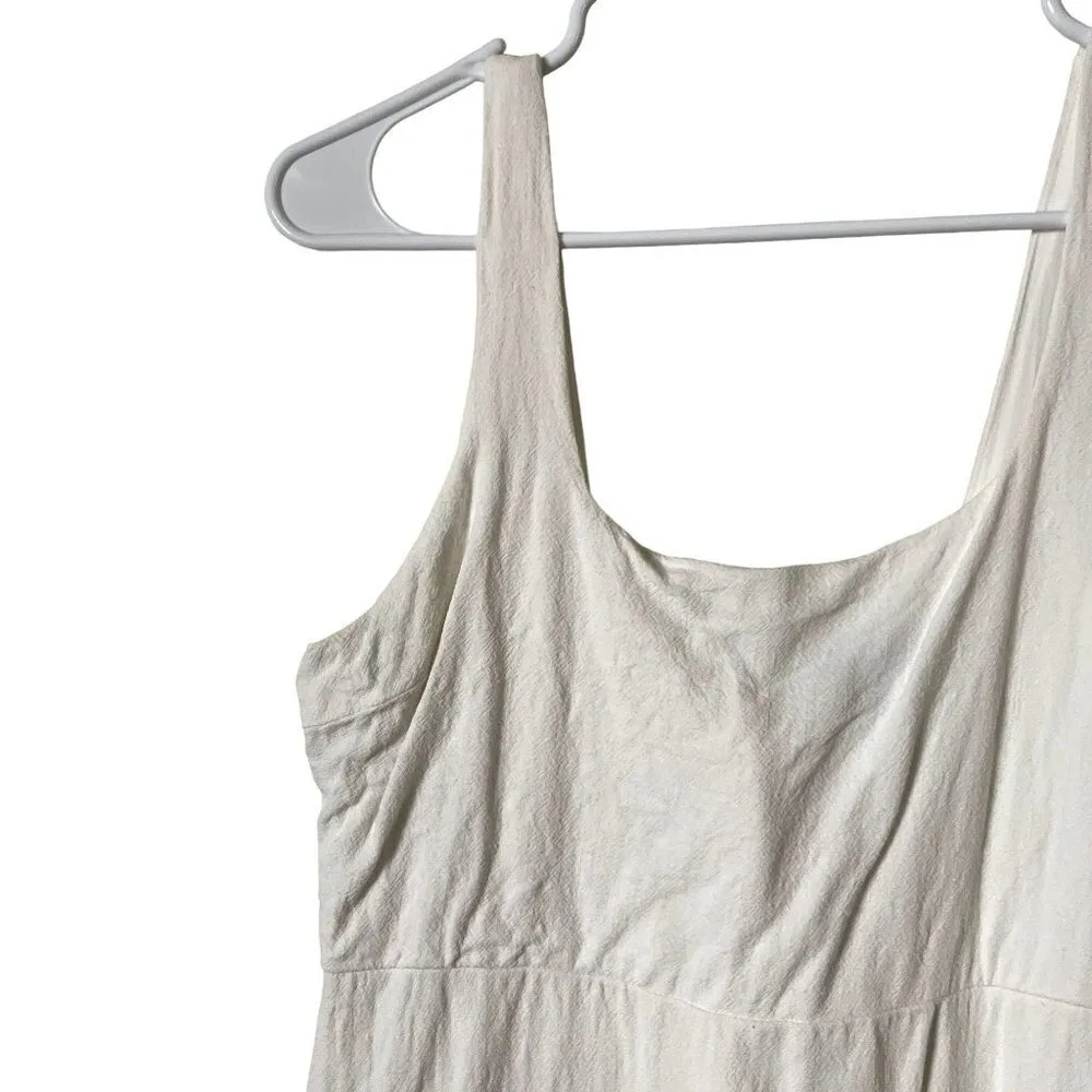 Lulus white rayon linen dress summer sundress boho chic detail square neckline - Image 2