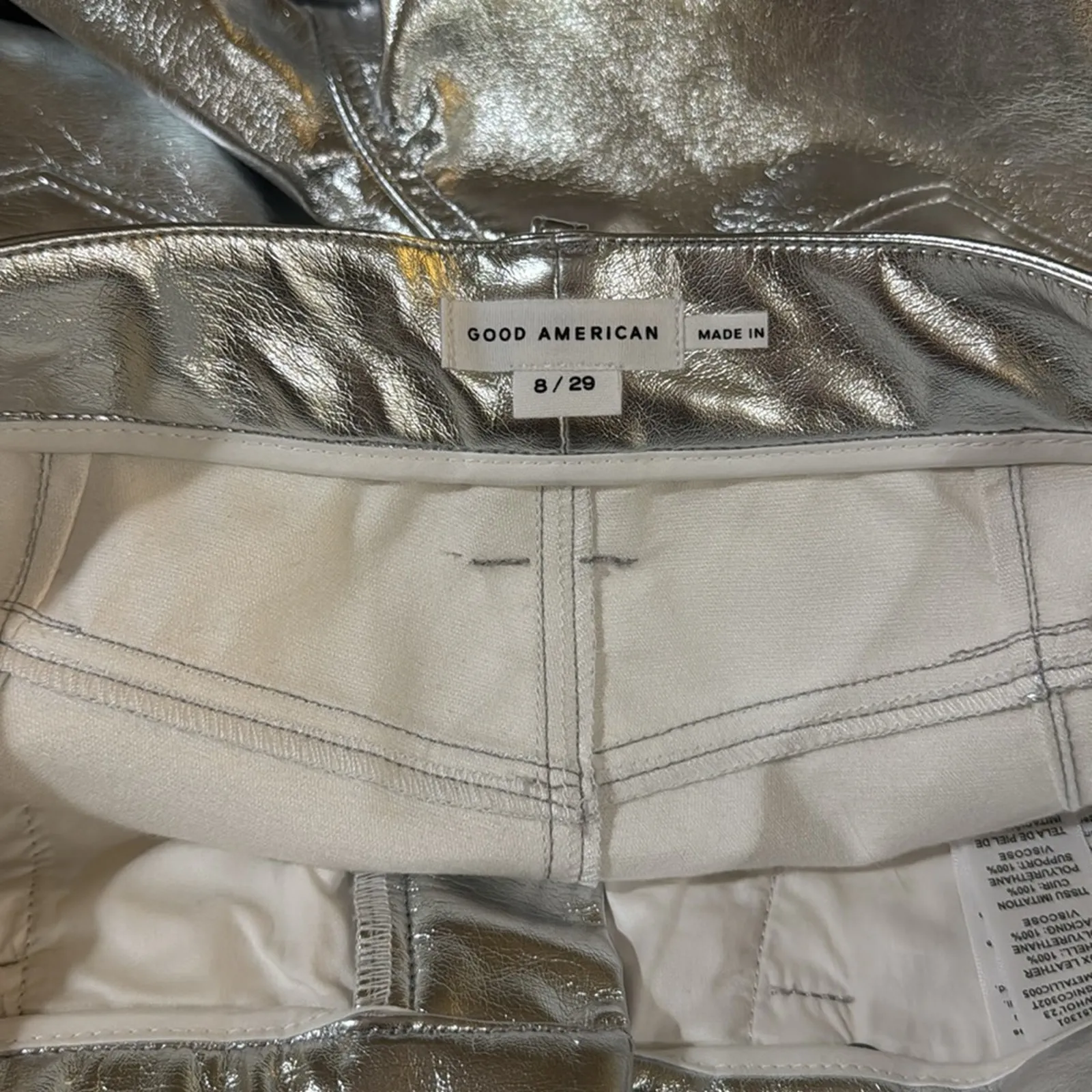 Good American Good Icon Metallic Faux Leather Pants Size 8/29 - Image 8