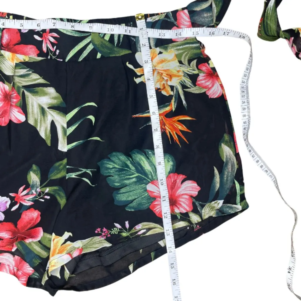 Miss Avenue Women's Black Floral Colorful Print 2 Piece Short Set Size Med - Image 7