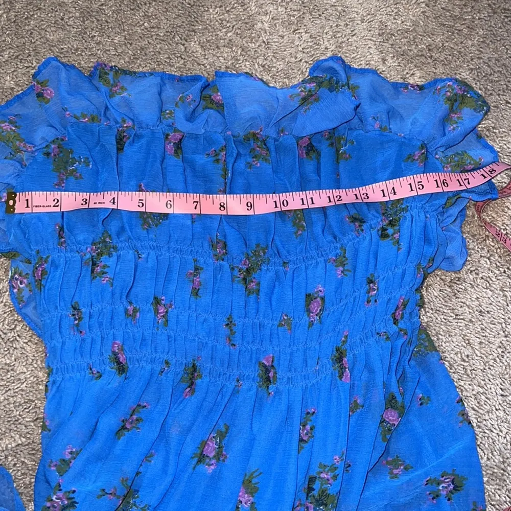 dress maxi floral blue open back ruffled accents size S NWT - Image 9