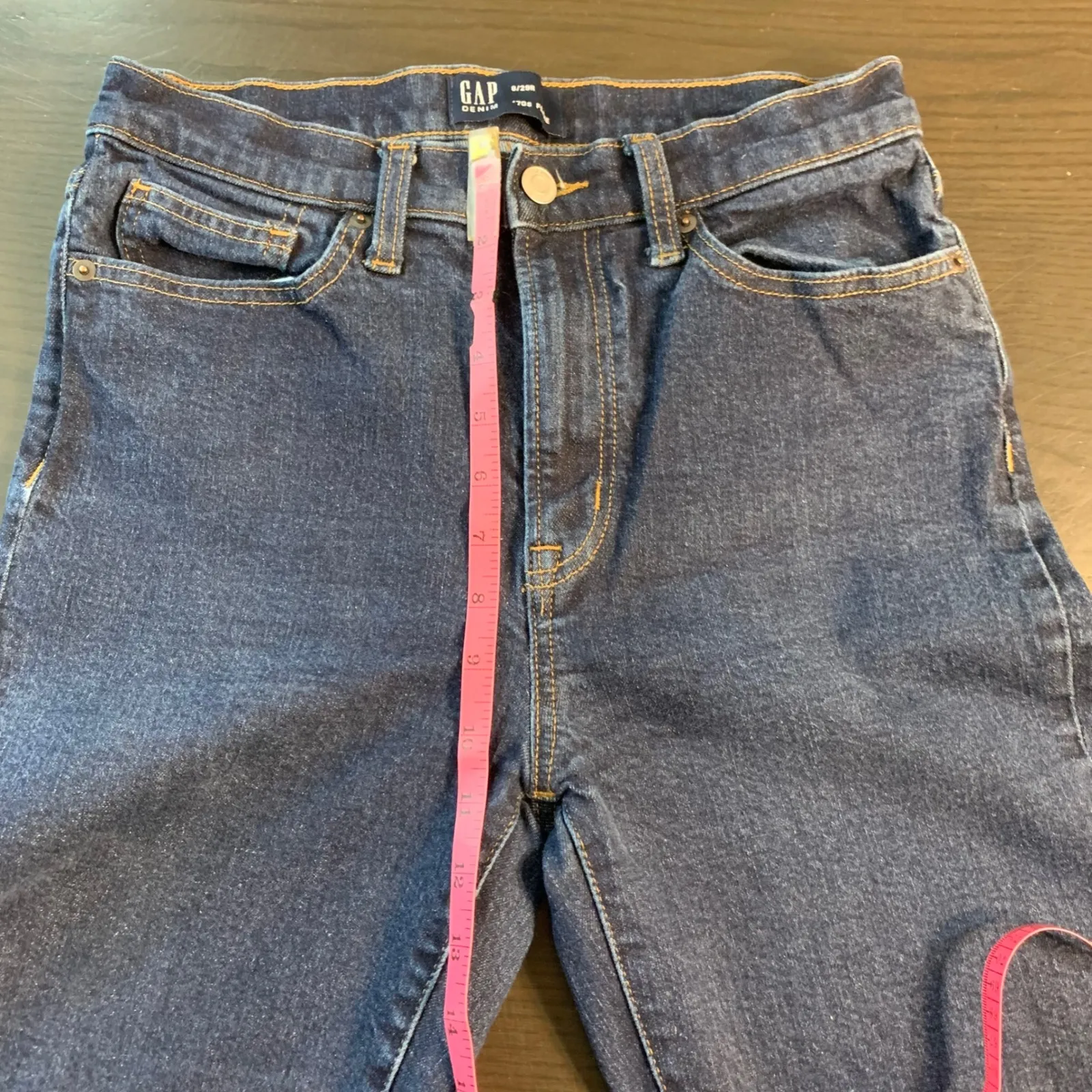 GAP Womens 8 29R Dark Wash 70s Flare Jeans High Rise Stretch Denim Retro Western - Image 9