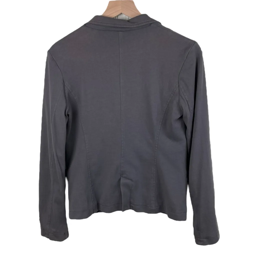 Garnet Hill Knit Jacket Blazer Women's Size 6 Grey 100% Cotton Business Casual - Image 2