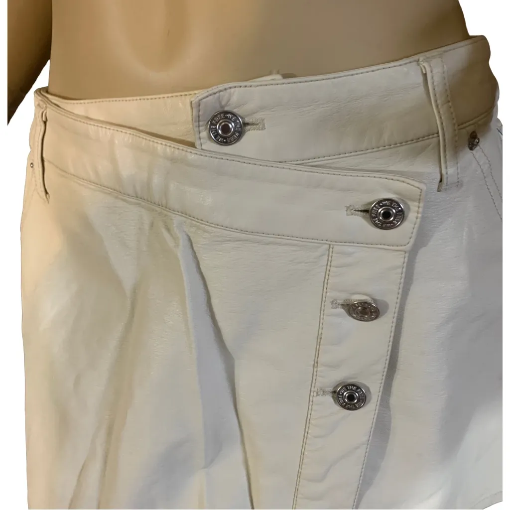 WE THE FREE "WYNNE" FREE PEOPLE FAUX LEATHER BONE CREAM MINI SKIRT (29/M) - Image 7