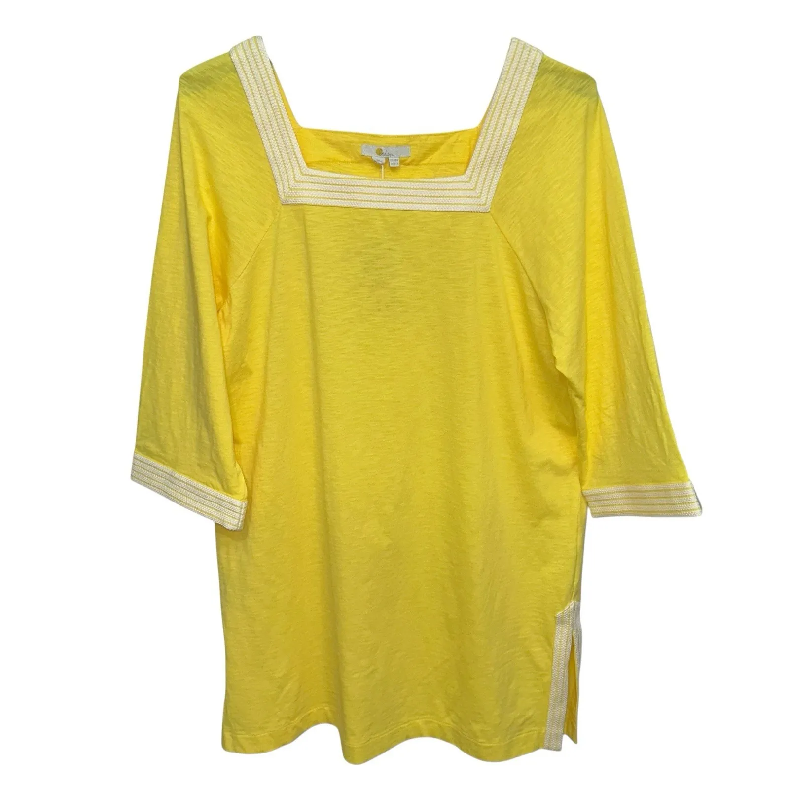 Boden Dress Tunic Women's Size‎ 14R Yellow Embroidered Beach Resort Wear Comfort Size 14P - Image 11