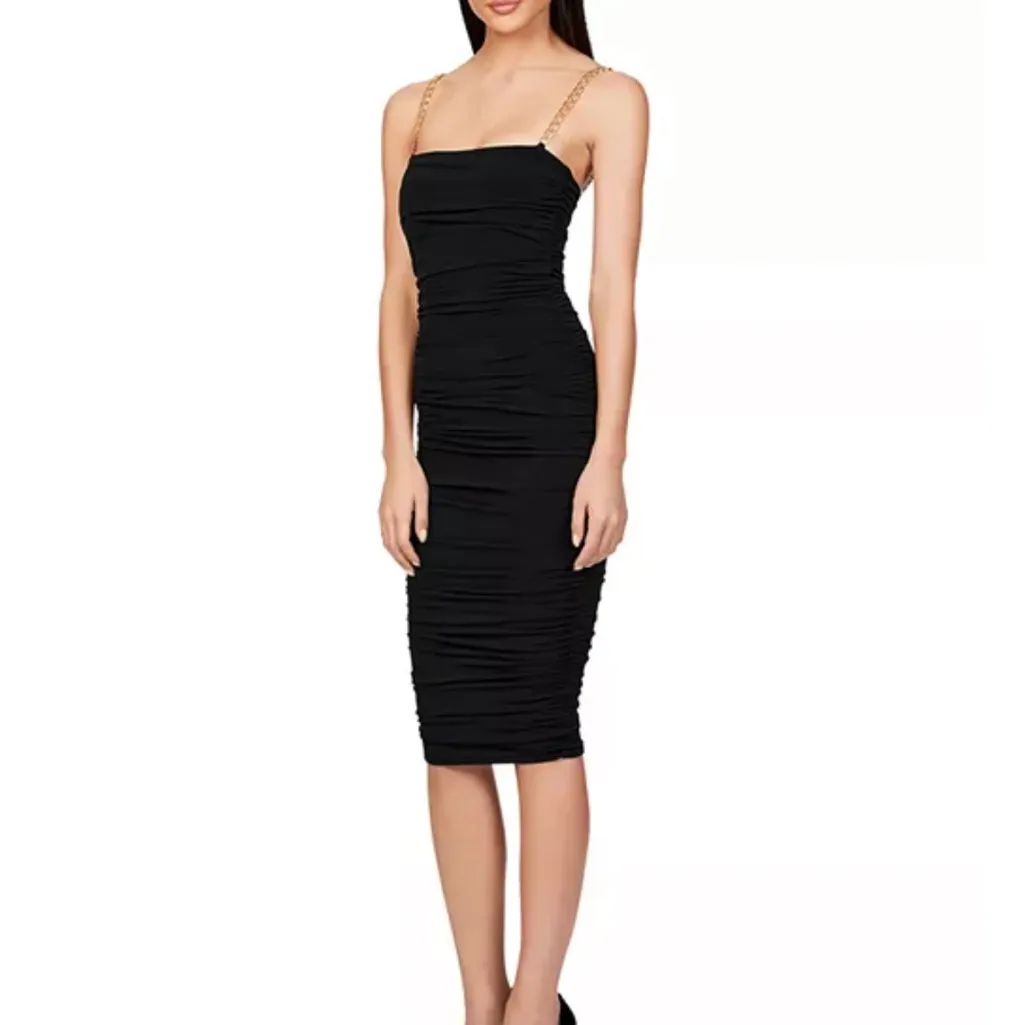 Nookie Allegra Chain Strap Sheath Dress Black Midi - Image 3